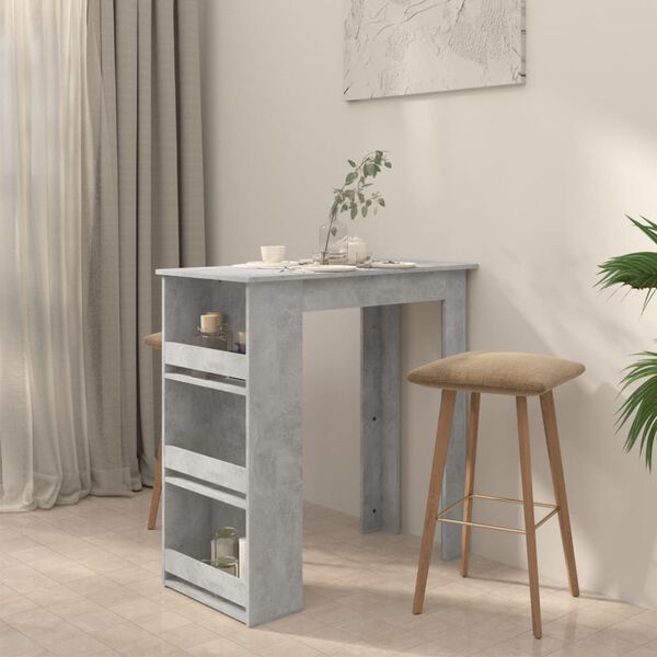 vidaXL Tavolino da Bar con Portaoggetti Grigio Cemento 102x50x103,5 cm