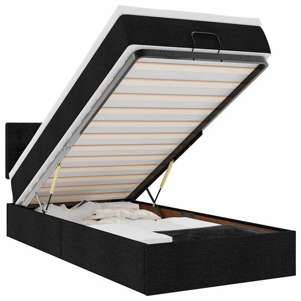 vidaXL Pouf Letto con Materasso e LED Nero 80x200cm in Tessuto