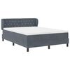 vidaXL Letto a molle con materasso Grigio scuro 140 x 200 cm Velluto