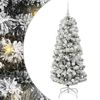 vidaXL Albero di Natale Artificiale con Rami Pieghevoli Verde e Bianco