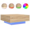 vidaXL Tavolino da Soggiorno con Luci LED Rovere Sonoma 80x80x31 cm