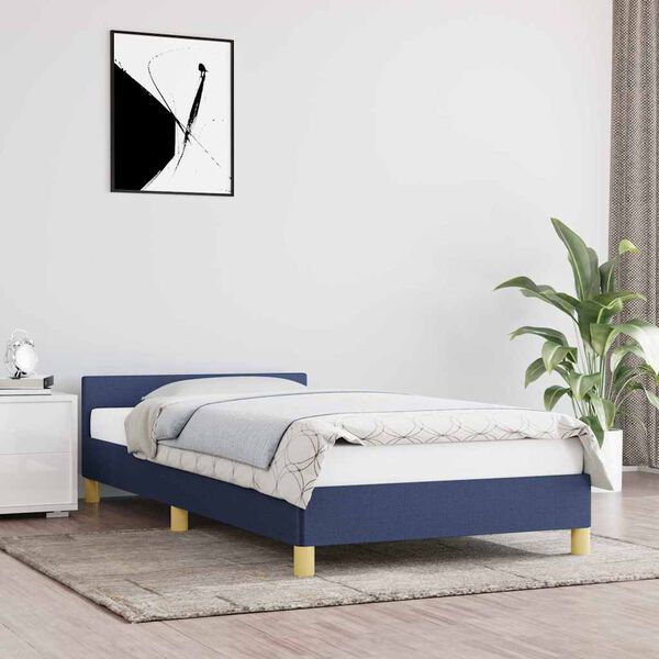vidaXL Giroletto con Testiera senza Materasso Blu 90x190 cm Tessuto