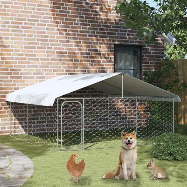 vidaXL Gabbia per Cani da Esterno con Tetto 300x300x150 cm