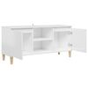 vidaXL Mobile TV con Gambe Legno Massello Bianco Lucido 103,5x35x50 cm