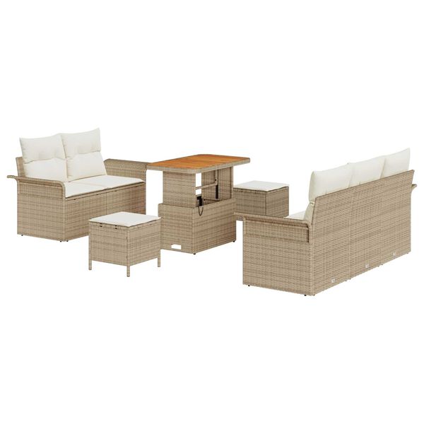 vidaXL Set Divano da Giardino 8 pcs Beige polyrattan