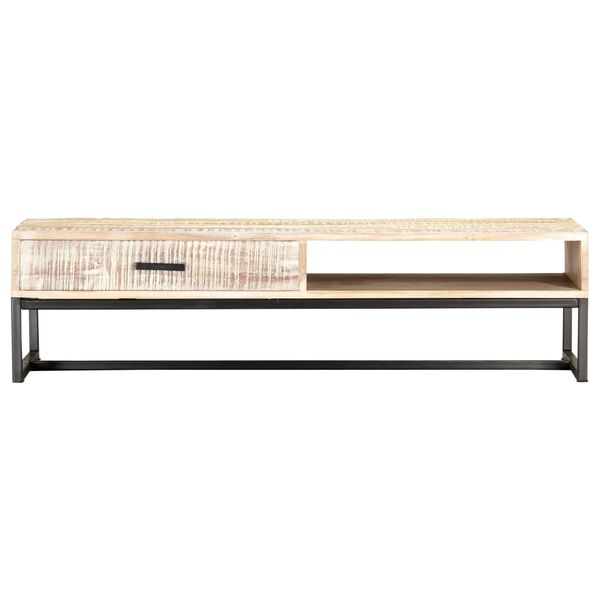 vidaXL Tavolino da Salotto Bianco 117x50x30cm Legno Massello di Acacia