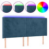 vidaXL Testiera a LED Blu Scuro 183x16x118/128 cm in Velluto
