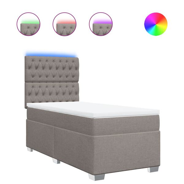 vidaXL Giroletto a Molle con Materasso Tortora 80x200 cm inTessuto