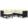 vidaXL Set Divani da Giardino 6 pz con Cuscini in Polyrattan Nero