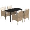 vidaXL Set da Pranzo da Giardino 5 pz con Cuscini Beige in Polyrattan