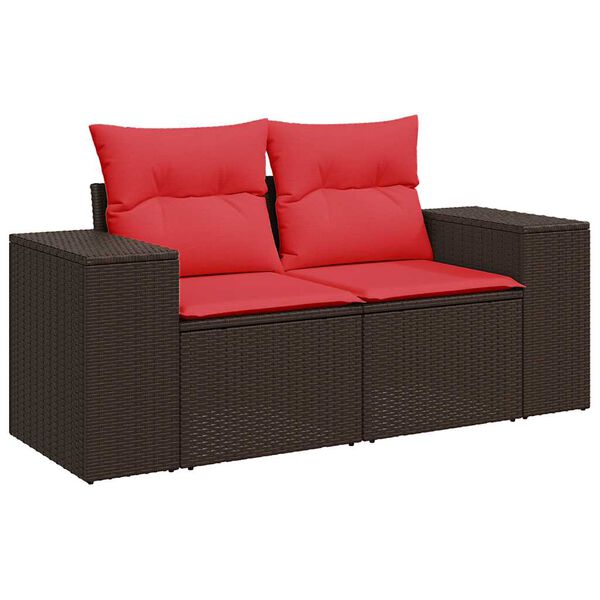 vidaXL Set Divano da Giardino 5 pz con Cuscini Marrone in Polyrattan