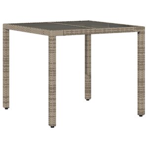 vidaXL Tavolo da Giardino Piano in Vetro Grigio 90x90x75 cm Polyrattan
