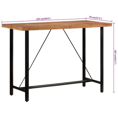 vidaXL Tavolino da Bar 150x70x107 cm Legno Massello di Acacia e Ferro