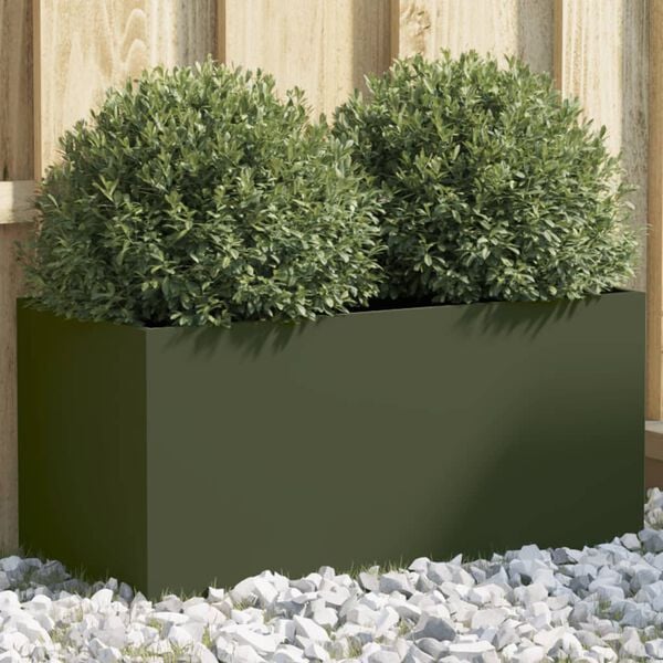 vidaXL Fioriera Verde Oliva 62x30x29 cm in Acciaio