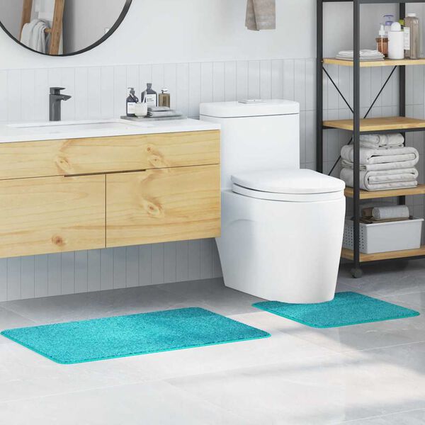 vidaXL Set di tappetini antiscivolo per il bagno 2 pcs Turchese PP