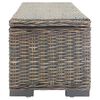 vidaXL Portaoggetti Grigio 110cm Rattan Kubu Naturale e Massello Mogano