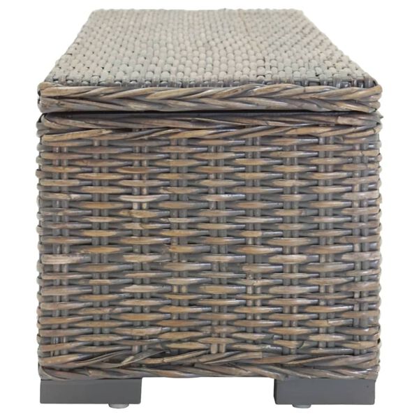 vidaXL Portaoggetti Grigio 110cm Rattan Kubu Naturale e Massello Mogano