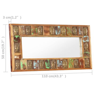 vidaXL Specchio Decorato con Buddha 110x50 cm in Massello di Recupero