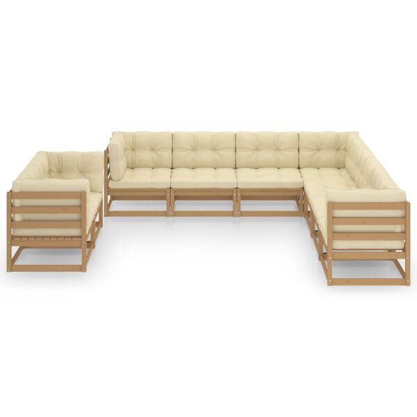 vidaXL Set Salotto Giardino e Cuscini 9 pz Legno Massello Pino Ambra
