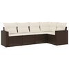vidaXL Set Divano da Giardino 5 pz con Cuscini Marrone in Polyrattan