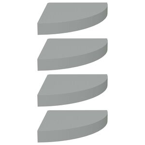 vidaXL Scaffali Angolari a Parete 4 pz Grigi 25x25x3,8 cm in MDF