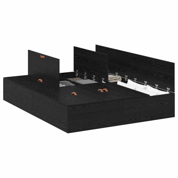 vidaXL Struttura letto con contenitore Rovere Nero 160 x 200 cm