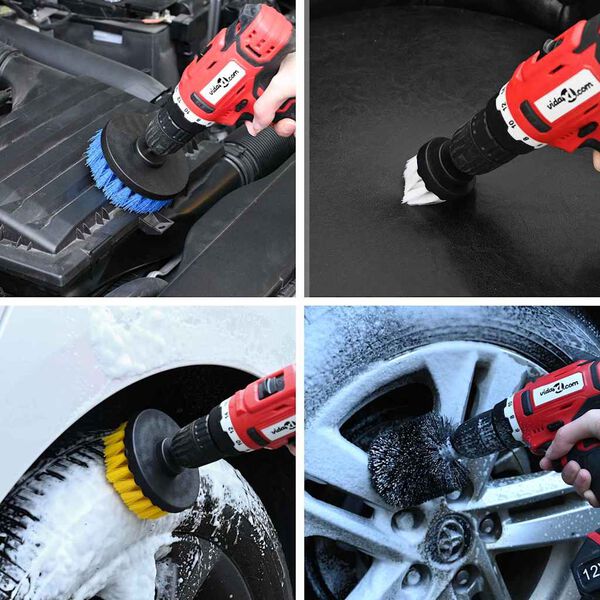 vidaXL Set di Spazzole per Pulizia Morbide e Dure 12 pcs Multi Colore