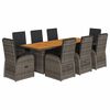 vidaXL Set da Pranzo da Giardino 9 pz con Cuscini in Polyrattan Grigio