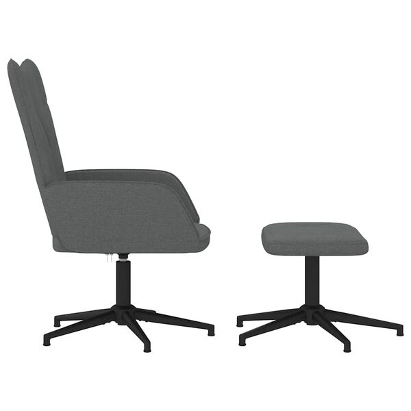 vidaXL Poltrona Relax con Sgabello Grigio Scuro in Tessuto