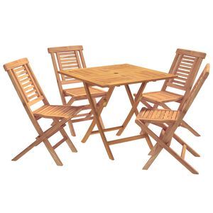 vidaXL Set bistro da giardino pieghevole da 5 pezzi Naturale