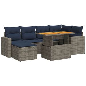 vidaXL Set Divani da Giardino 7 pz con Cuscini Grigio in Polyrattan
