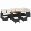 vidaXL Set Divano da Giardino 10 pz Nero polyrattan