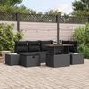 vidaXL Set Divano da Giardino 7 pcs Nero polyrattan