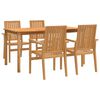 vidaXL Set da Pranzo per Giardino 5 pz in Legno Massello di Teak
