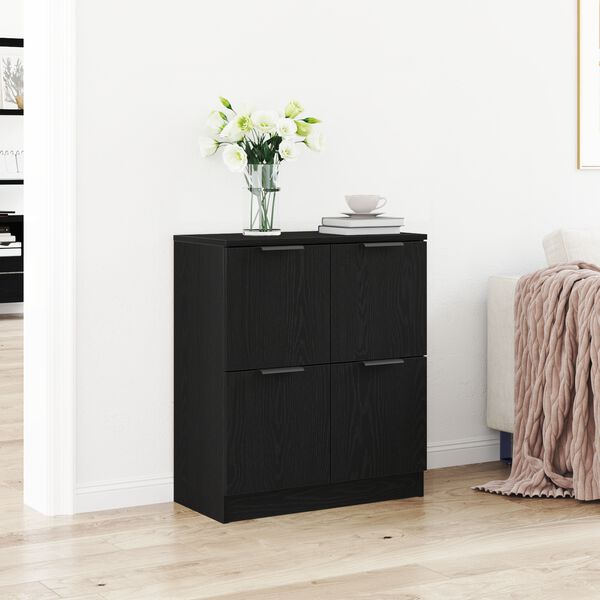 vidaXL Credenza Rovere Nero 60 x 30 x 70 cm Legno multistrato