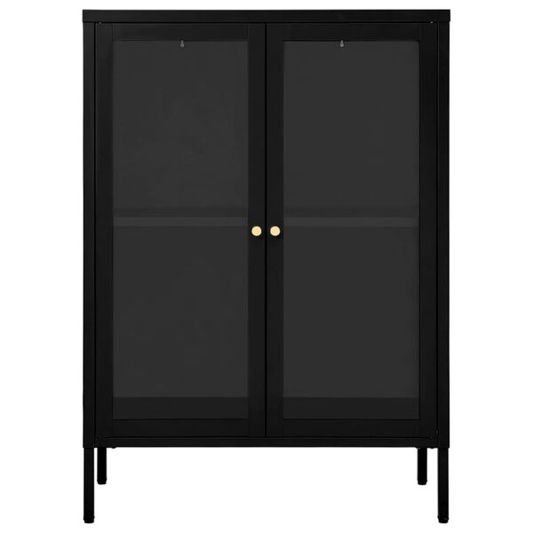 vidaXL Credenza Nera 75x35x105 cm in Acciaio e Vetro