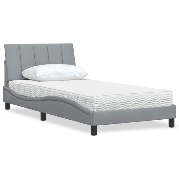 vidaXL Letto con Materasso Hanko Grigio Chiaro 100x200 cm in Tessuto