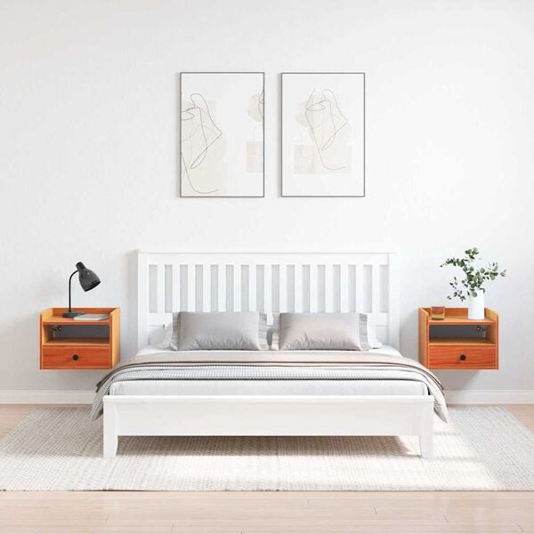 vidaXL Comodino con cassetto 2 pcs Marrone cerato 38 x 36 x 29,5 cm