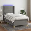 vidaXL Letto a Molle Materasso e LED Grigio Scuro 90x200 cm in Tessuto