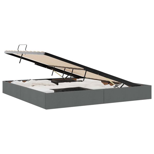 vidaXL Letto con Contenitore Grigio scuro 200 x 200 cm Tessuto