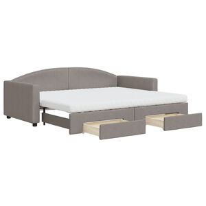 vidaXL Divano Letto Estraibile con Cassetti Tortora 90x200 cm Tessuto