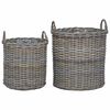 vidaXL Cestino per piante con archiviazione 2 pcs Grigio Rattan Lacak