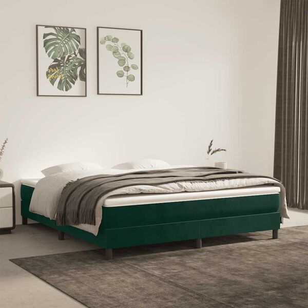 vidaXL Struttura Letto a Rete a Molle Verde Scuro 180x200 cm in Velluto