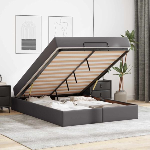 vidaXL Struttura letto con materasso con materasso 2 pcs Grigio PVC