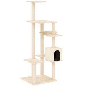 vidaXL Albero per Gatti con Tiragraffi in Sisal Crema 142 cm