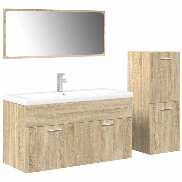 vidaXL Set Mobili da Bagno 4 pz Rovere Sonoma in Legno Multistrato