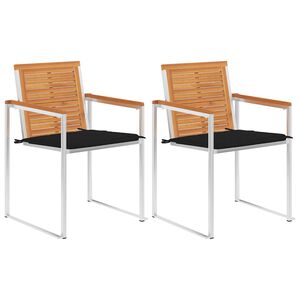 vidaXL Sedie da Giardino 2 pz con Cuscini in Legno Acacia e Acciaio