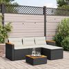 vidaXL Set Divani da Giardino 3 pz con Cuscini in Polyrattan Nero
