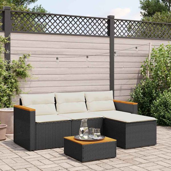 vidaXL Set Divani da Giardino 3 pz con Cuscini in Polyrattan Nero