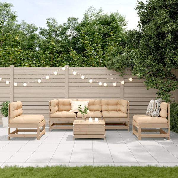 vidaXL Set Divani Giardino 6 pz con Cuscini in Legno Massello di Pino
